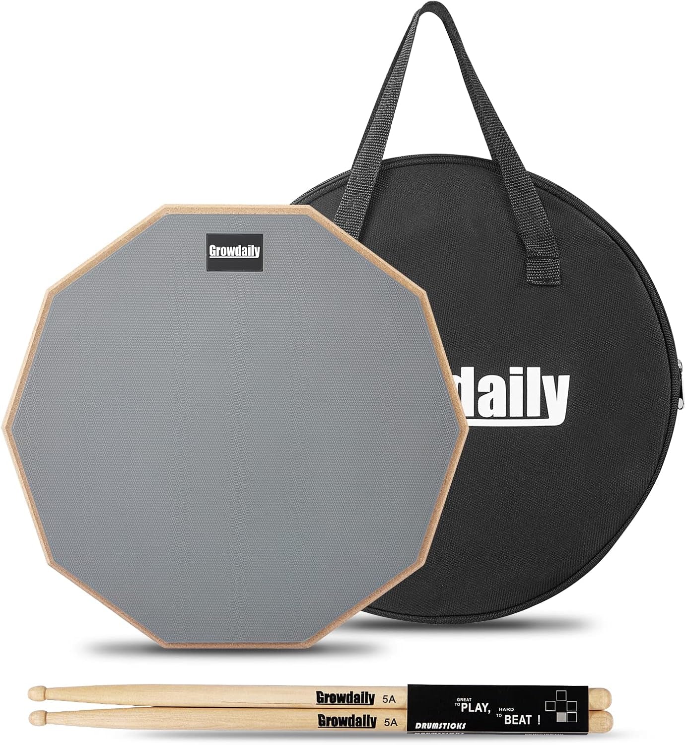 Drum Practice Pad for Drumming Drum Pad and Sticks 12 In,Sided with 2 Pairs/4 Ma