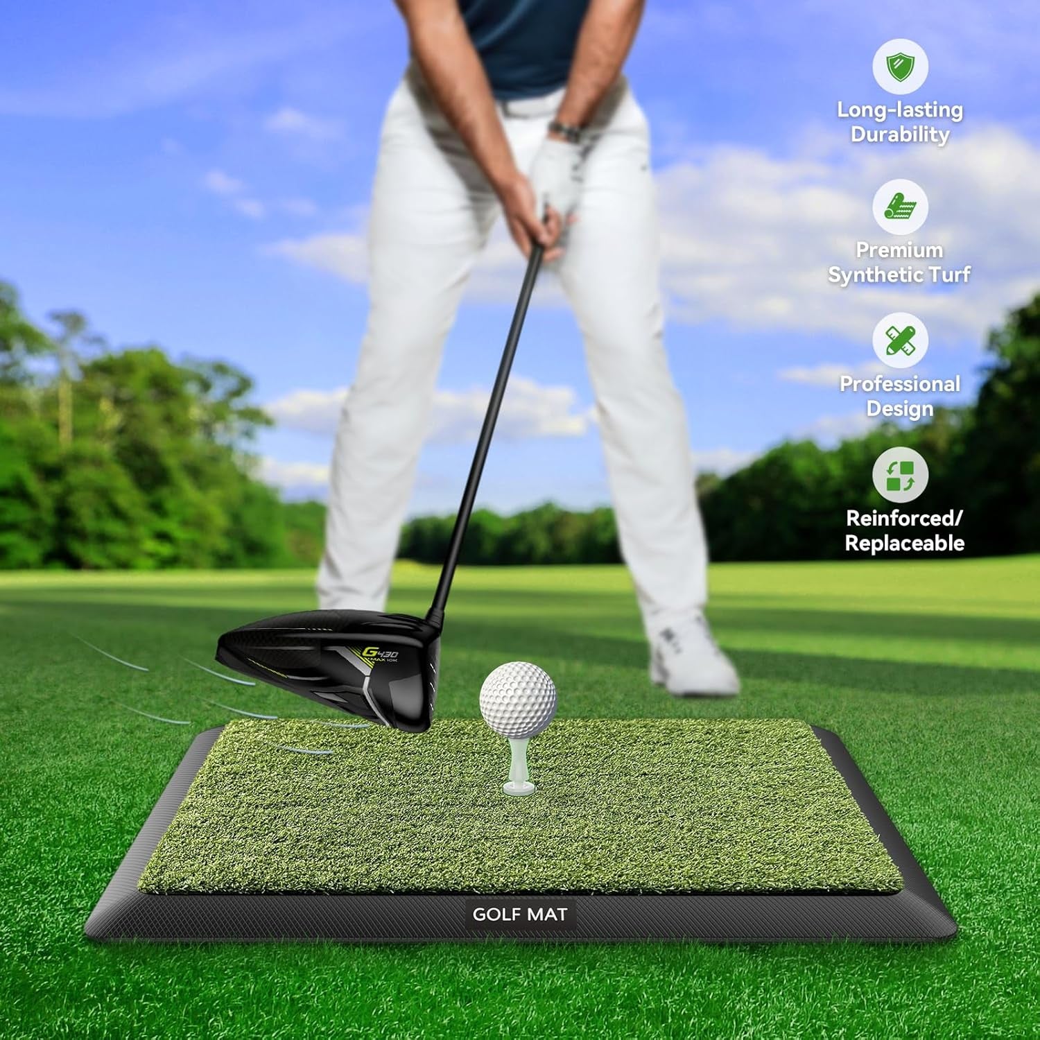 Golf Hitting Mat, Golf Practice Mat Outdoor Indoor for Training Chipping Show Swing Path, Golf Impact Turf Mat with Rubber Backing,Golf Accessories for Men,Gifts for Men/Dad/Husband