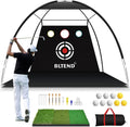Golf Net - 10X7Ft Golf Practice Nets for Backyard Driving Chipping - Golf Hitting Net with Tri-Turf Golf Mat - Personal Golf Training Equipment for Indoor Outdoor Use - Gifts for Men/Golfers