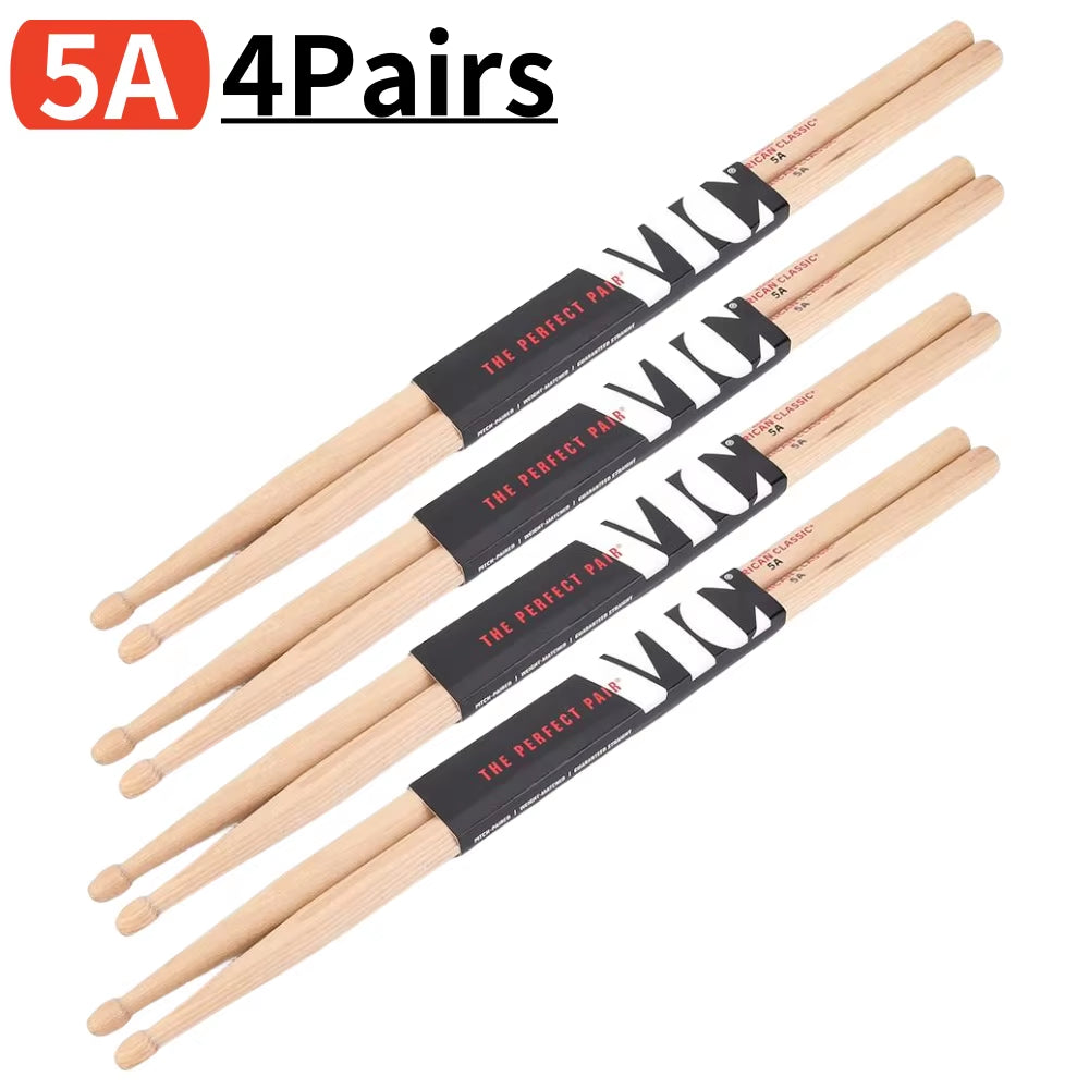 Beginners Drum Sticks Consistent Weight and Pitch Mallets Wood Tip Drumsticks American Hickory Drumsticks Percussion Accessories
