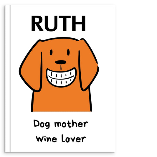 Custom photo book with dog on cover on a white photo album