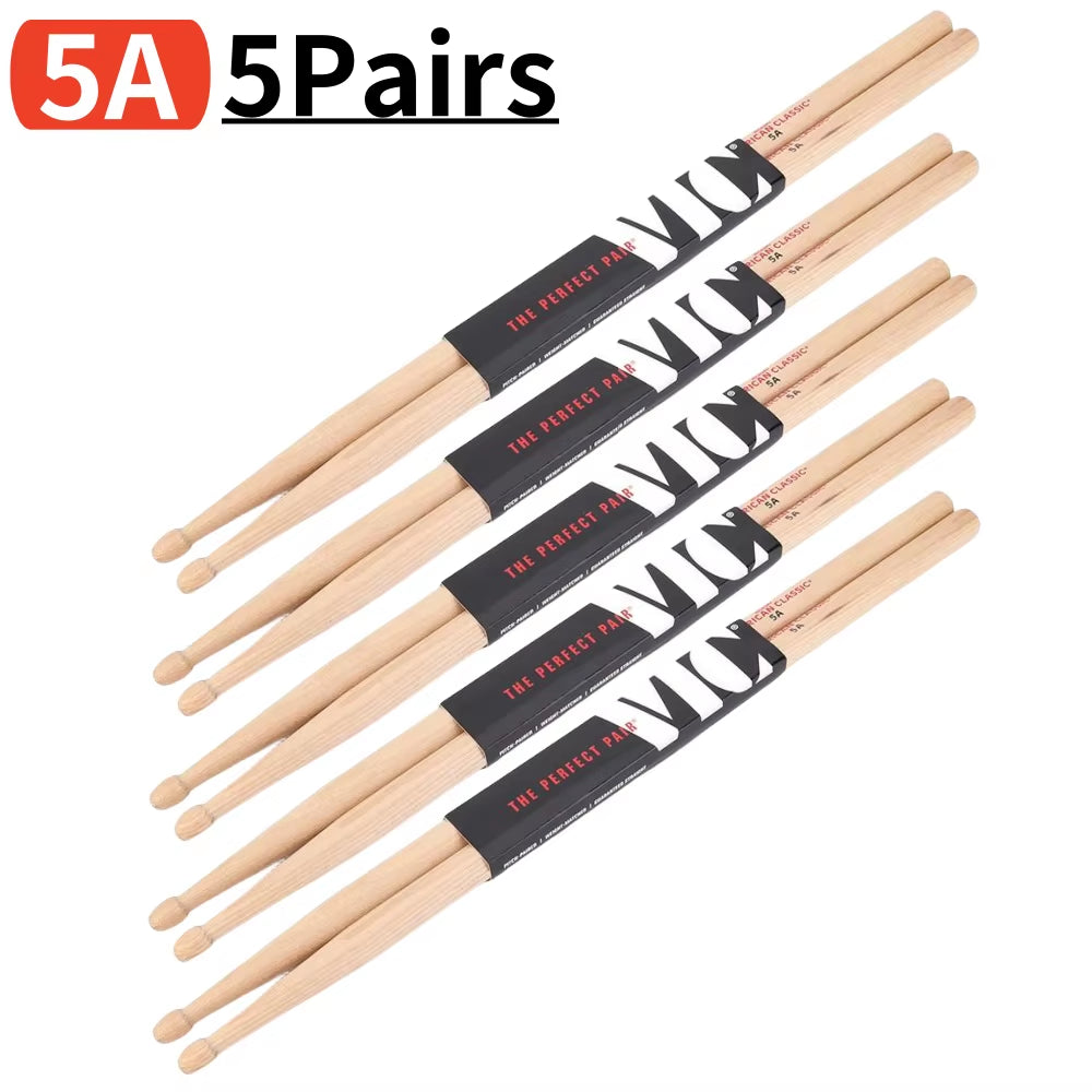 Beginners Drum Sticks Consistent Weight and Pitch Mallets Wood Tip Drumsticks American Hickory Drumsticks Percussion Accessories